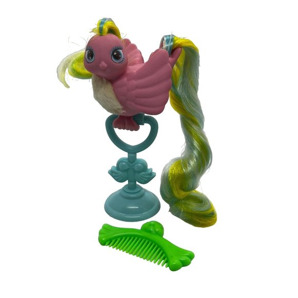 FairyTails Downey Tails Hasbro Vintage Bird MLP 1980s Toy w Perch & Comb